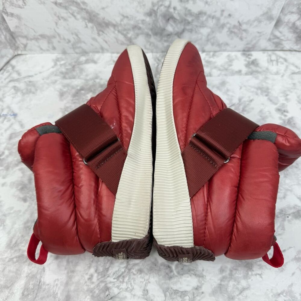 SOREL Out N About Waterproof  Red Dahlia Spring Puffy Tennis Shoe Womens 8 - Picture 6 of 16
